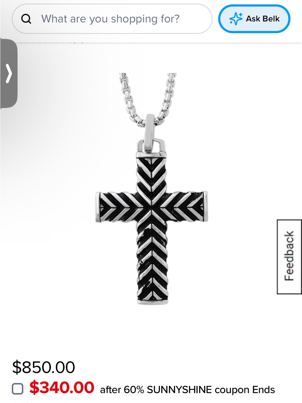Effy Sterling Silver Chevron Cross Pendant Necklace - Black And Silver